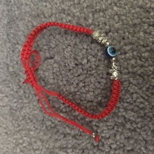 Red Braided Bracelet with Silver Accents